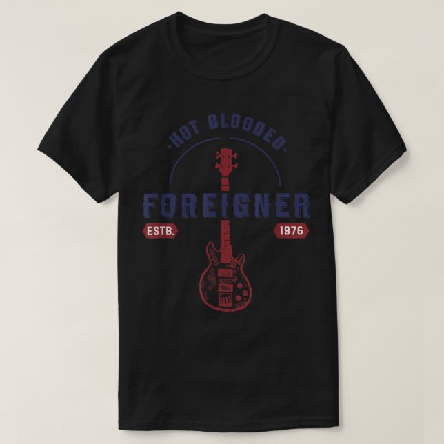 Foreigner Hot Blooded Guitar Officially Licensed  T-Shirt (Design vorne)