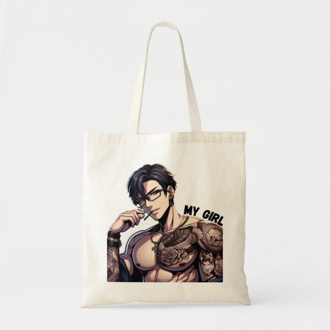 Forele Mine - Hot Anime Tattooed Man Tote Tasche (Vorne)