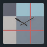 Forelle-blaues Grau-Baumwollsamen-orange Quadratische Wanduhr<br><div class="desc">.</div>