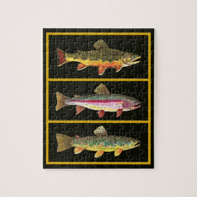 Forelle - Braune, Regenbogen, Brook Fisherman's Fu Puzzle (Vertikal)