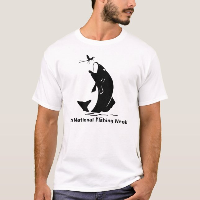 Forelle der nationalen Fischereiwoche über Bug T-Shirt (Vorderseite)