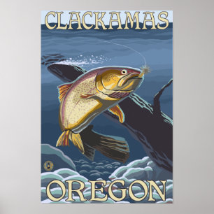 Forelle, die Querschnitt - Clackamas fischt, Poster