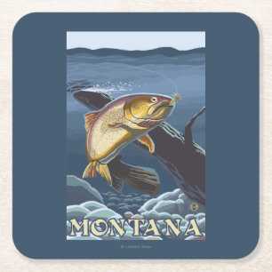 Forelle, die Querschnitt - Montana fischt Rechteckiger Pappuntersetzer