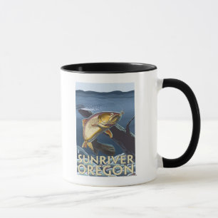 Forelle, die Querschnitt - Sun-fischt, Fluss, Tasse