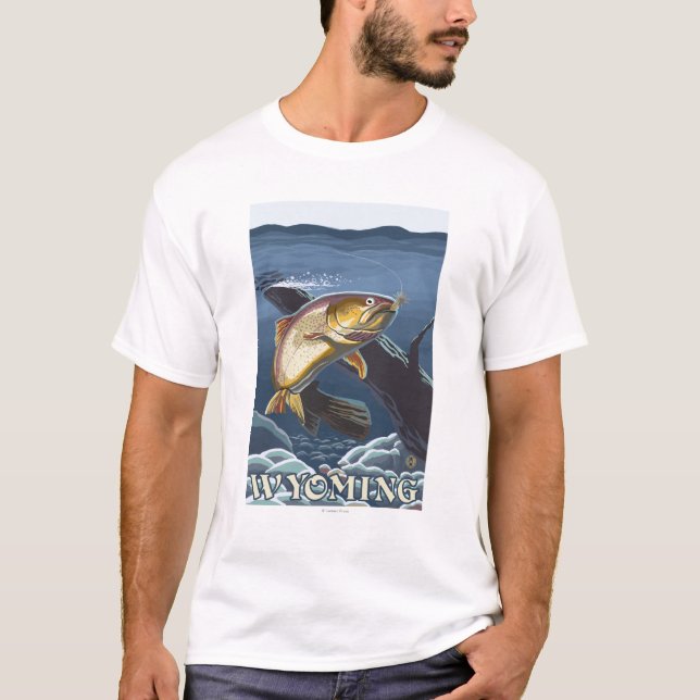Forelle, die Querschnitt - Wyoming fischt T-Shirt (Vorderseite)