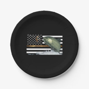 Forelle: Dünne Linie Flagge Pappteller