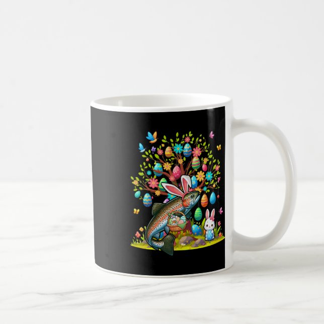 Forelle Fisch Bunny Ostern Eier Süß Baum Kostüm Ja Kaffeetasse (Rechts)
