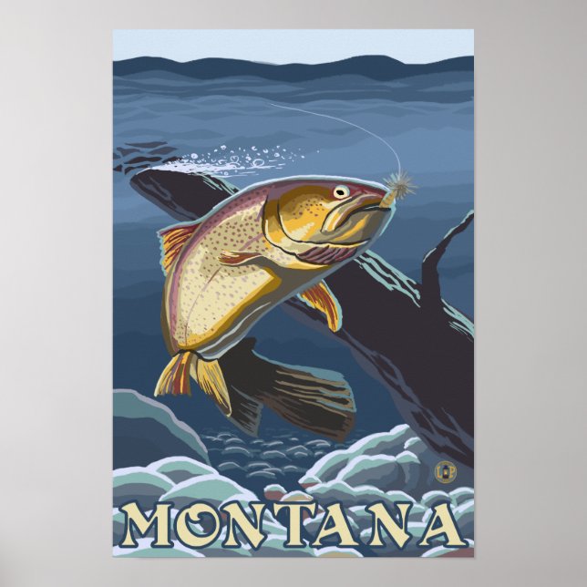 Forelle Fishing Cross-Section - Montana Poster (Vorne)