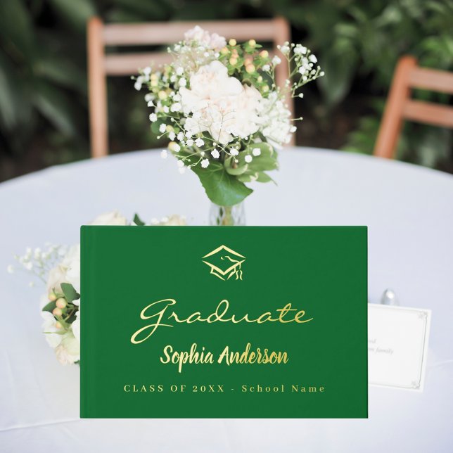 Forelle green golden name script cap Abschluss Gästebuch (Von Creator hochgeladen)