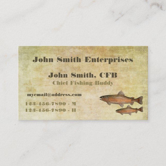 Forelle-Hauptfischen-Freund-Schablone Visitenkarte (Vorderseite)