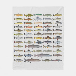 Forellen, Char, Grayling, Hucho und Whitefish Grou Fleecedecke
