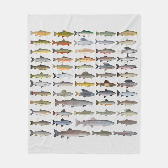 Forellen, Char, Grayling, Hucho und Whitefish Grou Fleecedecke (Vorderseite)