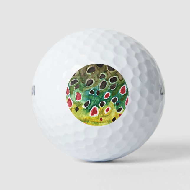 Forellen Fischen Golfer Golfball (Vorderseite)