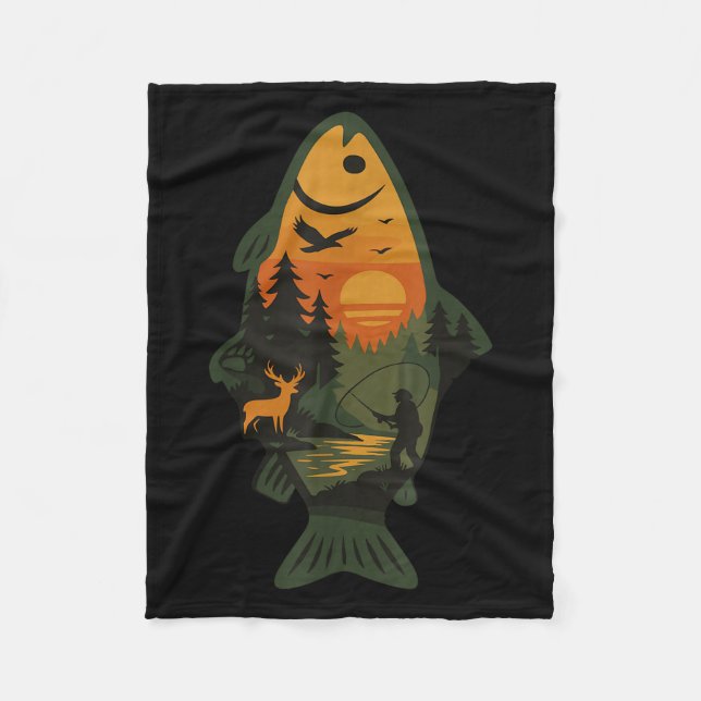Forellen Fischen Outdoor Forest Nature Wildlife S Fleecedecke (Vorderseite)