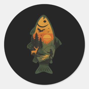 Forellen Fischen Outdoor Forest Nature Wildlife S Runder Aufkleber