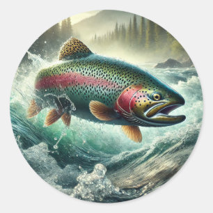 Forellen-Illustration Runder Aufkleber