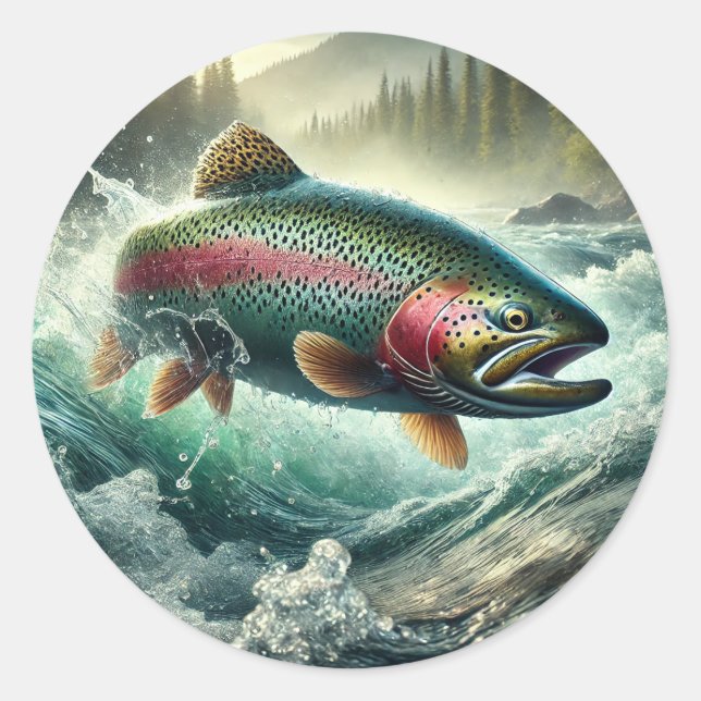 Forellen-Illustration Runder Aufkleber (Vorderseite)