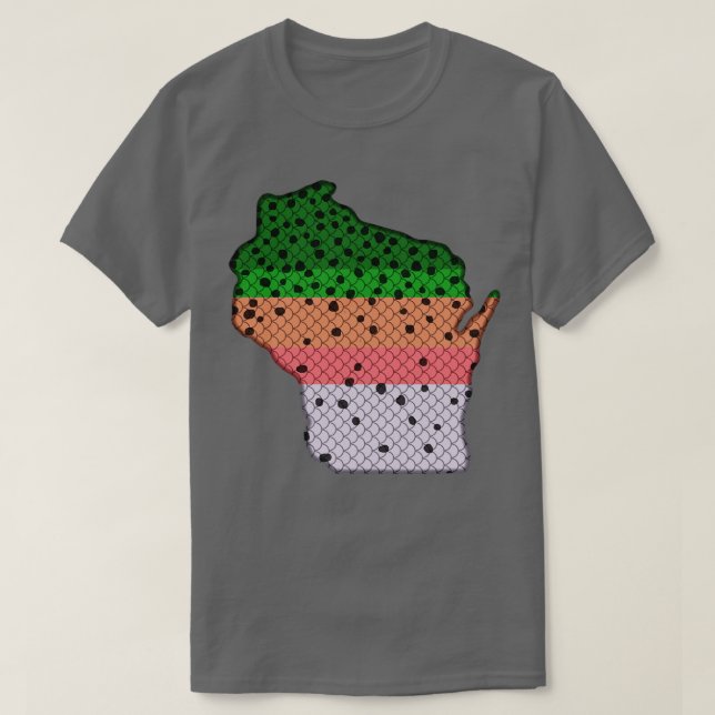 Forellen Regenbogenforelle Muster Wisconsin Stat T-Shirt (Design vorne)