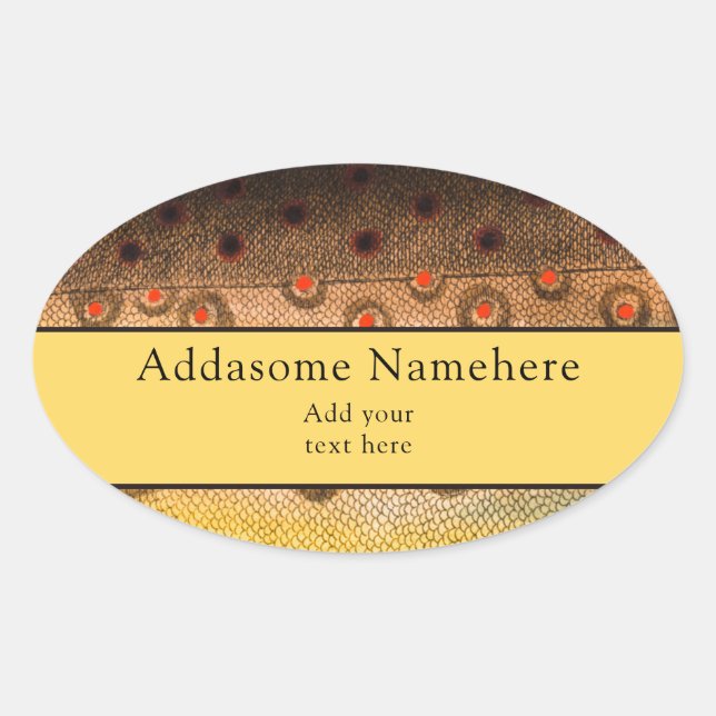 Forellen Vintage Aquarellmuster Ovaler Aufkleber (Vorderseite)