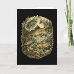 Forellenangeln Vintage Forellenangeln Fly Fishing Karte