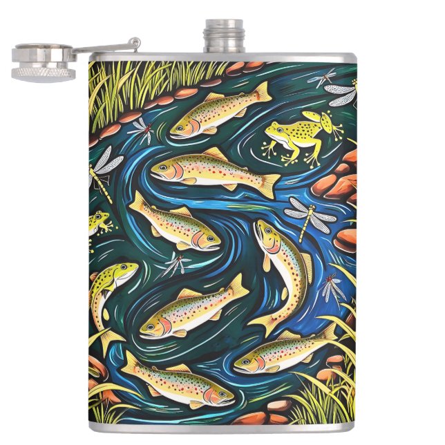 Forellenbach-Harmonie – Volkskunst-Fische, Frösche Flachmann (Geöffnet)