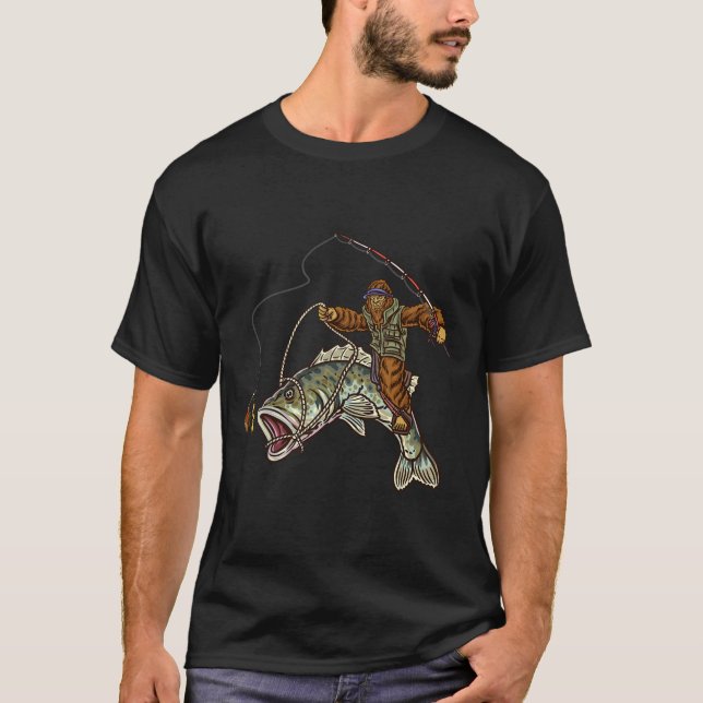 Forellenbarsch-Angler Bigfoot Fischer  T-Shirt (Vorderseite)