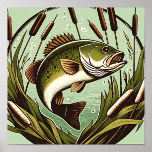 Forellenbarsch-Angler Fischer Vatertag Poster