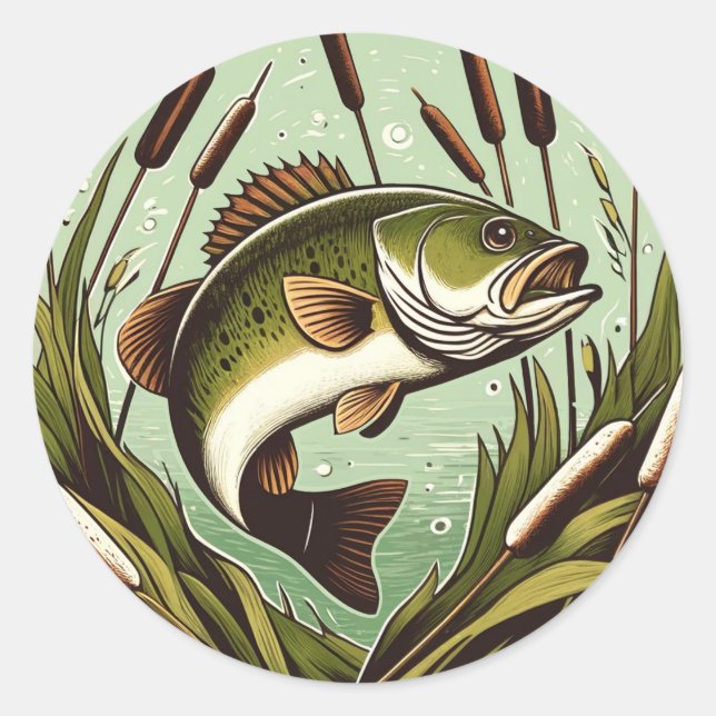 Forellenbarsch-Angler Fischer Vatertag      Runder Aufkleber (Vorderseite)