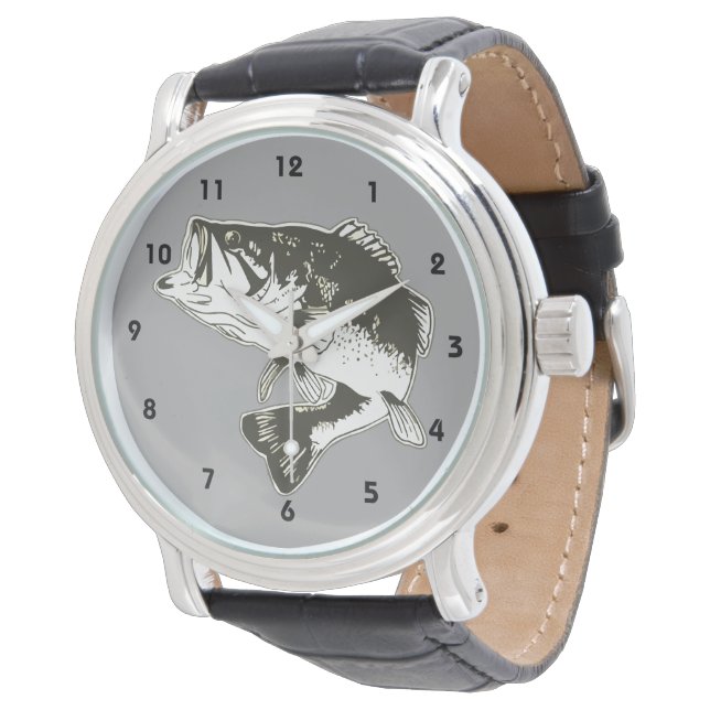 Forellenbarsch-Sportfischen Spaß Armbanduhr (Schrägansicht)
