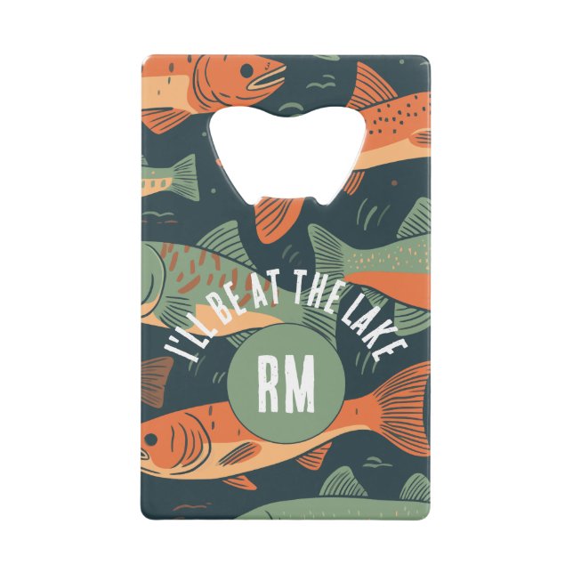 Forellenfischer Monogramm Geldbeutel Flaschenöffner (Vorderseite)