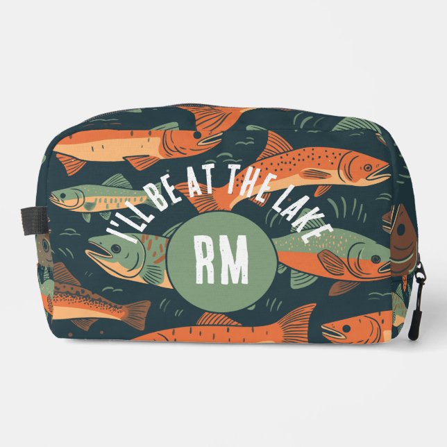 Forellenfischer Monogramm Waschbeutel (Vorderseite)