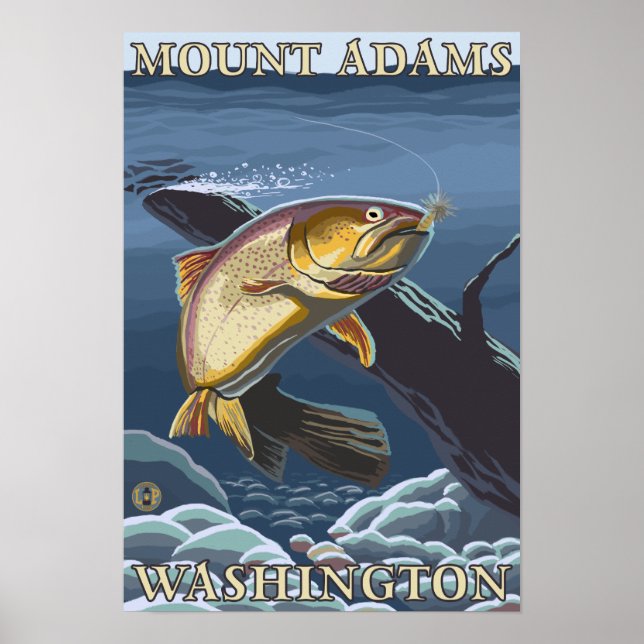 Forellenfischerei - Berg Adams, WA Poster (Vorne)