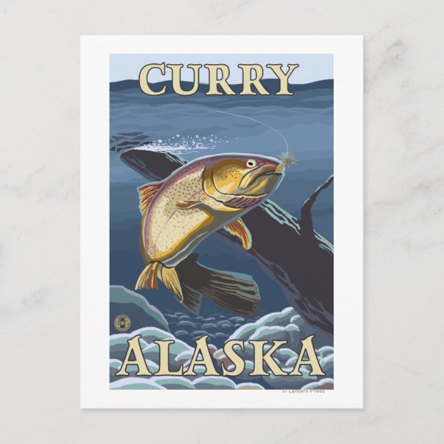 Forellenfischerei - Curry, Alaska Postkarte (Vorderseite)