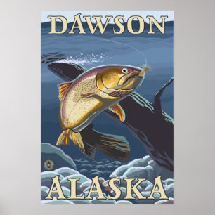 Forellenfischerei - Dawson, Alaska Poster