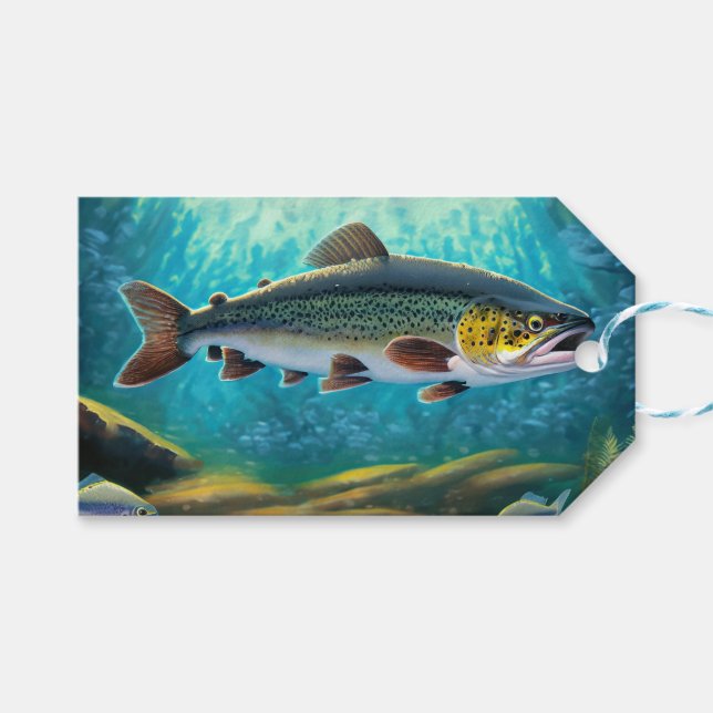 Forellenfischerei Geschenkanhänger (Vorderseite (Horizontal))