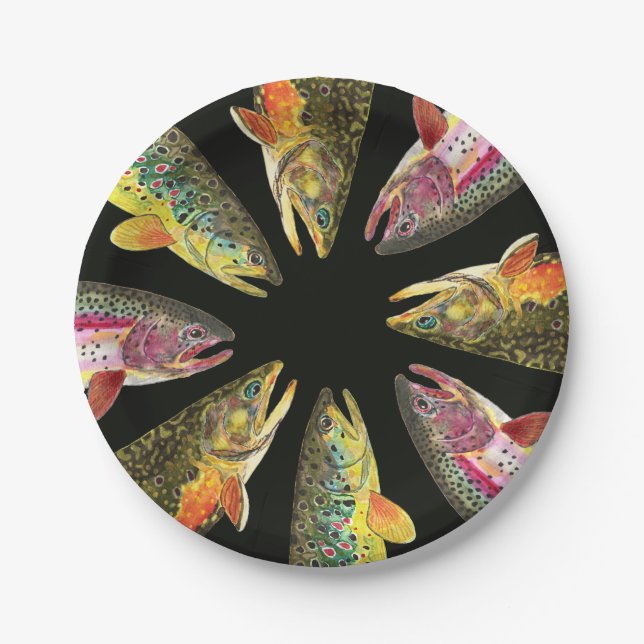 Forellenfischerei Pappteller (Vorderseite)