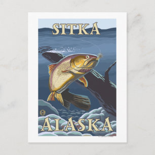 Forellenfischerei Querschnittgebiet - Sitka, Alask Postkarte