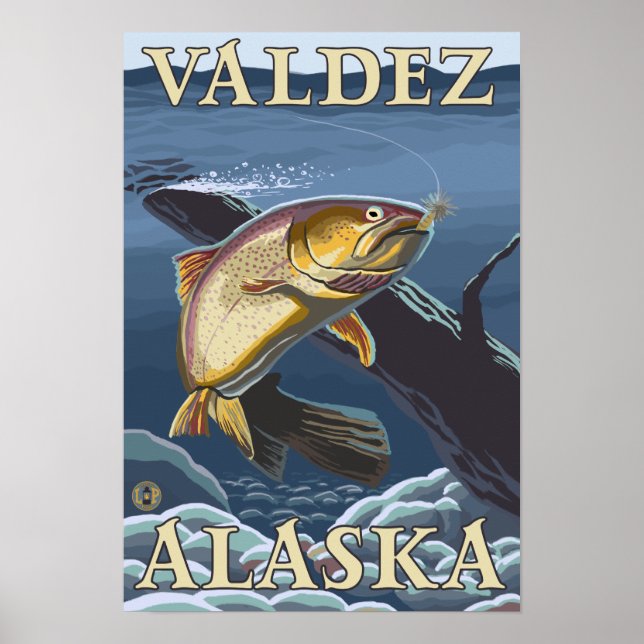 Forellenfischerei Querschnittgebiet - Valdez, Alas Poster (Vorne)