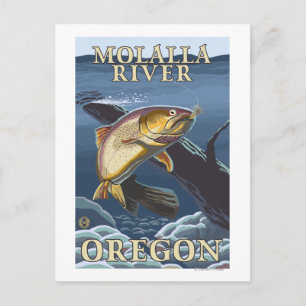 Forellenfischerei Querschnittlicher Fluss Molalla, Postkarte