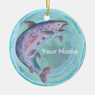 Forellenfischerei-Schmuck Keramik Ornament