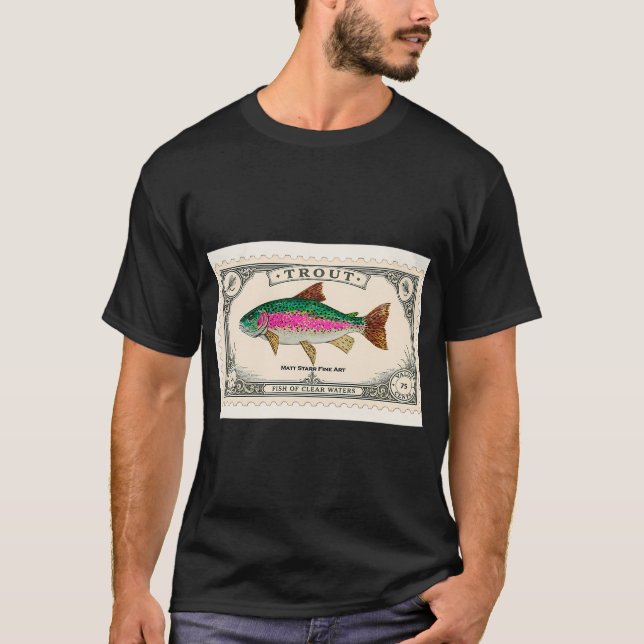 Forellenfischmarke mit Regenbogenforelle T-Shirt (Vorderseite)