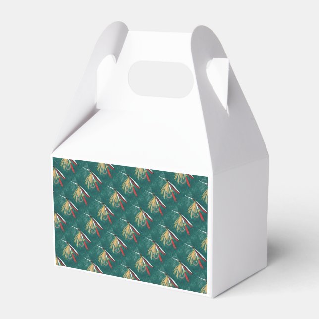 Forellenfliege Fliegenfliege auf grüner Geschenkschachtel (Vorderseite)
