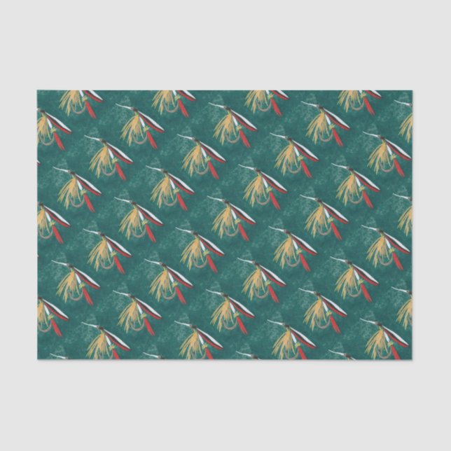 Forellenfliege Fliegenfliege auf grüner Seidenpapier (Vorderseite)