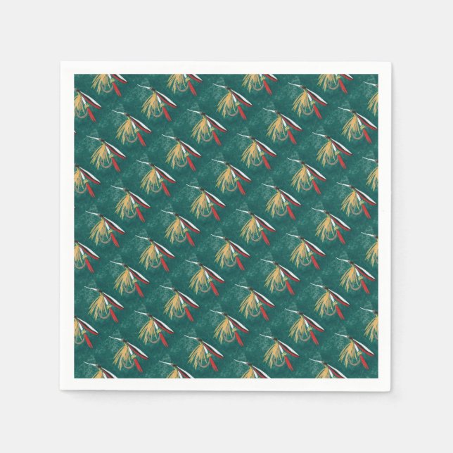 Forellenfliege Fliegenfliege auf grüner Serviette (Vorderseite)