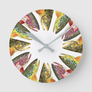 Forellenfliege Runde Wanduhr