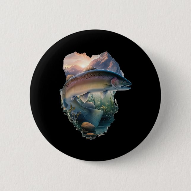Forellenfliegenfischen Berge Natur Angler  Button (Vorderseite)