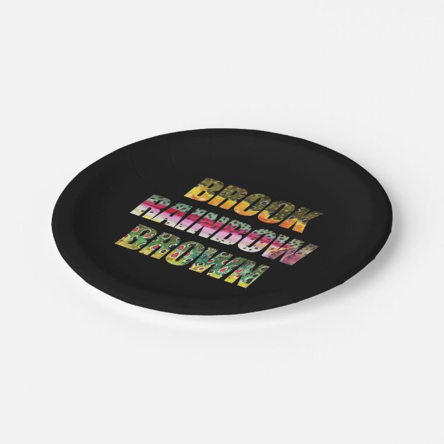 Forellenhäute des Bachs, Regenbogen, Braunen Pappteller (Schrägansicht)