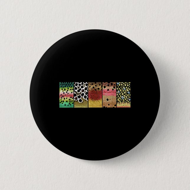 Forellenmuster Kunst Regenbogen Braun Goldene Cutt Button (Vorderseite)