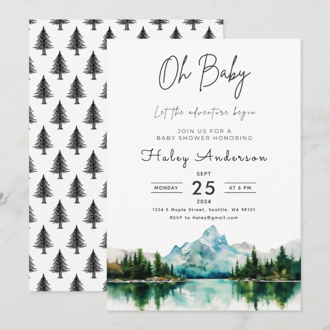 Forest Adventure Baby Shower Einladung (Vorne/Hinten)