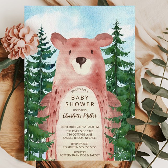 Forest Adventure Bear Boys Kinderdusche Einladung (Von Creator hochgeladen)
